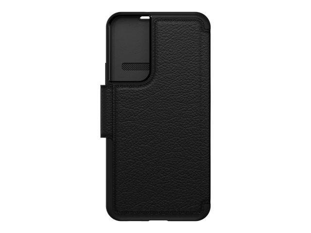 OtterBox Strada - Flip cover for mobile phone - genuine leather, polycarbonate - shadow black - for Samsung Galaxy S22+