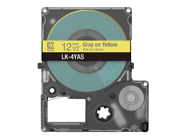 Epson LabelWorks LK-4YAS - Grey on yellow - Roll (1.2 cm x 8 m) 1 cassette(s) hanging box - tape cartridge - for LabelWorks LW-C410, LW-C610