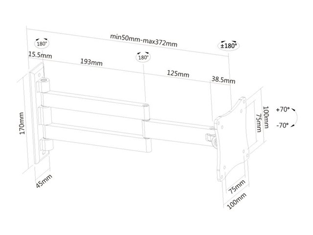 Neomounts FPMA-W830 - Bracket - full-motion - for LCD display - silver - screen size: 10\"-27\" - wall-mountable