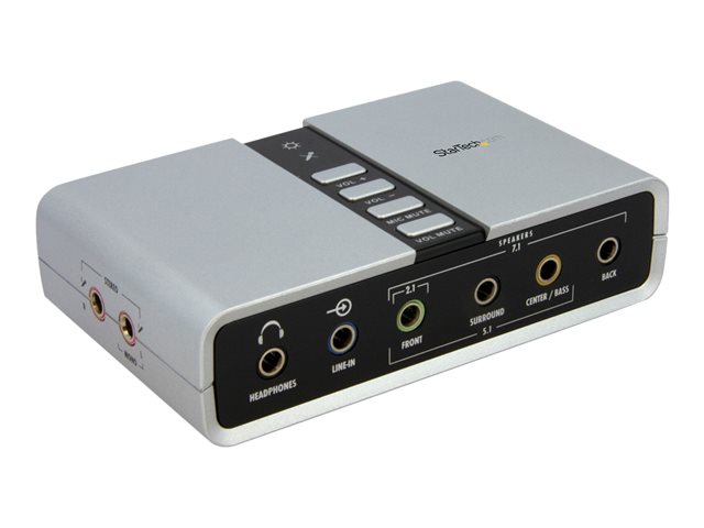 StarTech.com 7.1 USB Sound Card - External Sound Card for Laptop with SPDIF Digital Audio - Sound Card for PC - Silver (ICUSBAUDIO7D) - Sound card - 48 kHz - 7.1 - USB 2.0 - for P/N: MU15MMS, MU6MMS