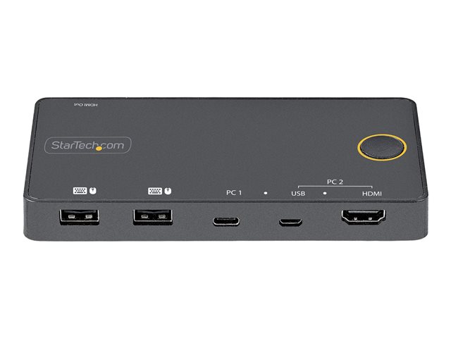 StarTech.com 2 Port Hybrid USB-A + HDMI & USB-C KVM Switch, Single 4K 60Hz HDMI 2.0 Monitor, Compact Desktop and/or Laptop HDMI KVM Switch, USB Bus Powered, Thunderbolt 3 Compatible - 2 Port HDMI KVM Switch (SV221HUC4K) - KVM / audio switch - 2 x KVM
