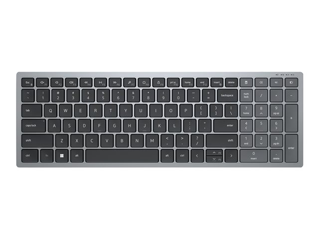 Dell KB740 - Keyboard - compact, multi device - wireless - 2.4 GHz, Bluetooth 5.0 - QWERTY - UK - titan grey - with 3 years Next Business Day Advanced Exchange Service
