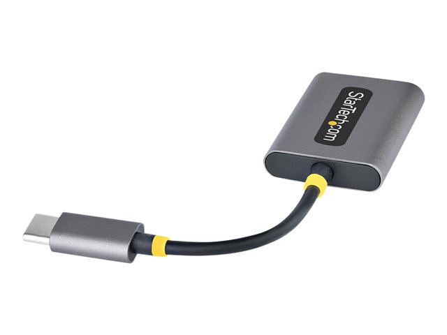 StarTech.com USB-C Headphone Splitter, USB Type C Dual Headset Adapter w/Microphone Input, USB C to 3.5mm Adapter/Earphone Dongle, USB C to Audio Jack/Aux Output - Mic and Headset Controls, Built-in 24-bit DAC (USBC-AUDIO-SPLITTER) - Audio splitter - 24 pin USB-C male straight to mini jack female straight - 7 cm - black, space grey