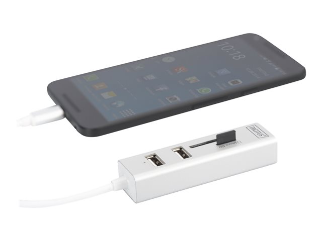 USB 2.0 TYPE-C HUB WITH CARDREADER 3X USB 2.0. 1X SD 1X MICROSD PORT ALUMINIUM