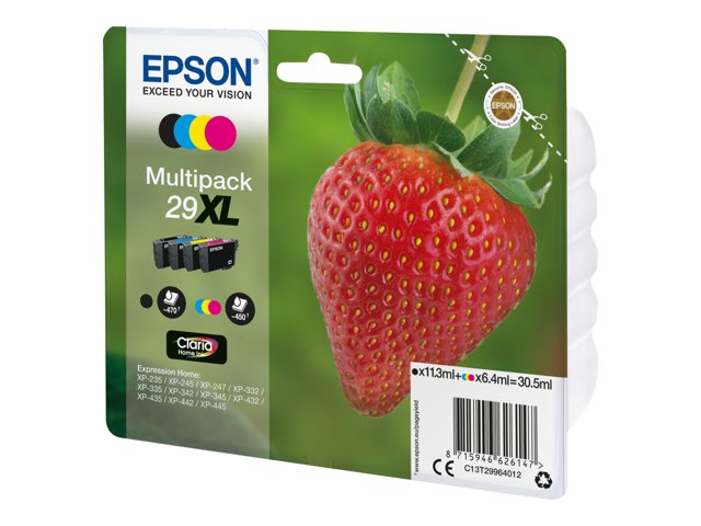 Epson 29XL Multipack - 4-pack - XL - black, yellow, cyan, magenta - original - blister - ink cartridge - for Expression Home XP-245, 247, 255, 257, 332, 342, 345, 352, 355, 435, 442, 445, 452, 455