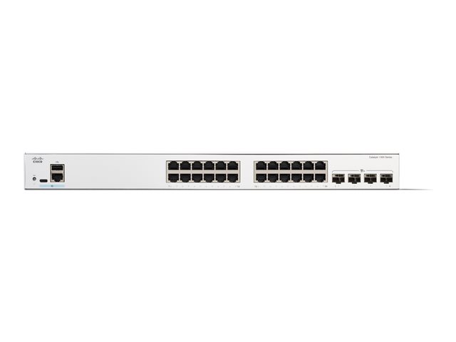 Cisco Catalyst 1300-24T-4X - Switch - L3 - Managed - 24 x 10/100/1000Base-T + 4 x 10 Gigabit SFP+ - rack-mountable - remanufactured