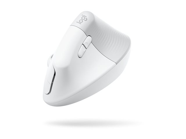 Logitech Lift for Business - Vertical mouse - ergonomic - 6 buttons - wireless - Bluetooth, 2.4 GHz - Logitech Logi Bolt USB receiver - off-white