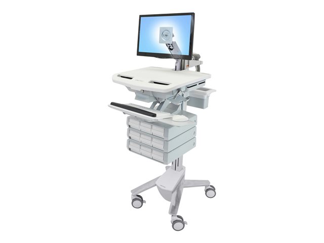 Ergotron StyleView - Cart - open architecture - for LCD display / PC equipment - medical - aluminium, zinc-plated steel, high-grade plastic - grey, white, polished aluminium - screen size: up to 24\"
