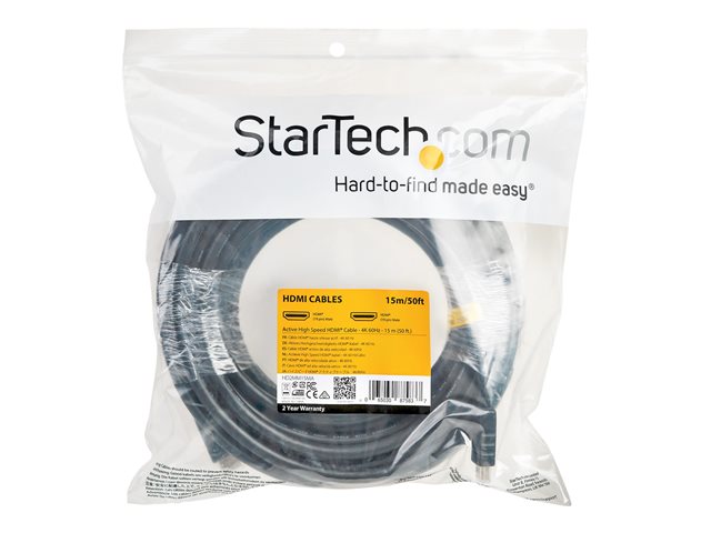 StarTech.com  HDMI cable - HDMI (M) to HDMI (M) - 15 m - 4K support - for P/N: ST122HD202, ST124HD202