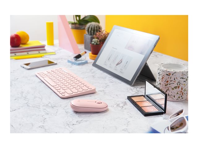 Logitech Pebble M350 - Mouse - optical - 3 buttons - wireless - 2.4 GHz, Bluetooth - USB wireless receiver - rose