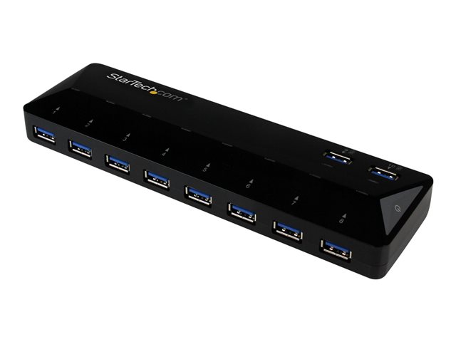 StarTech.com 10 Port USB 3.0 Hub with Charge & Sync Ports - 8 x USB-A, 2 x USB-A Fast Charge Ports - Multi Port Powered USB Hub (ST103008U2C) - USB peripheral sharing switch - 10 x SuperSpeed USB 3.0 - desktop - for P/N: DKWG30DPHPD, DKWG30DPHPDU, TB33A1C, USB312SAT3CB, USB315CB2M, USBLTM1MBK, USBLTM1MWH