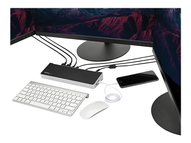 StarTech.com USB-C Dock, 4K Triple Monitor USB Type-C Docking Station with Dual DisplayPort & HDMI, 100W Power Delivery + Charging, USB 3.0/3.1 Gen 1 Hub (1x USB-C + 4x USB-A) w/ Ethernet - 100W PD Laptop Dock (DK30CH2DEPUE) - Docking station - USB-C - HDMI, DP - 1GbE - 100 Watt - TAA Compliant