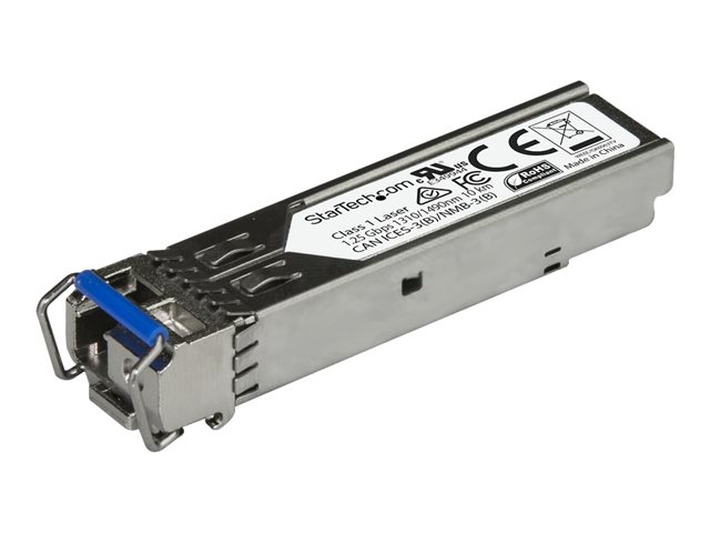 StarTech.com Juniper SFP-GE10KT13R15 Compatible SFP Module, 1000BASE-BX-U, 1 Gigabit Ethernet Bi-Directional (BiDi) Fiber Single Strand SFP, LC 10km, Mini GBIC Transceiver Module, Upstream - Lifetime Warranty (SFPGE10KT3R5) - SFP (mini-GBIC) transceiver module (equivalent to: Juniper SFP-GE10KT13R15) - GigE - 1000Base-BX10-U - LC single-mode - up to 10 km - 1310 (TX) / 1550 (RX) nm