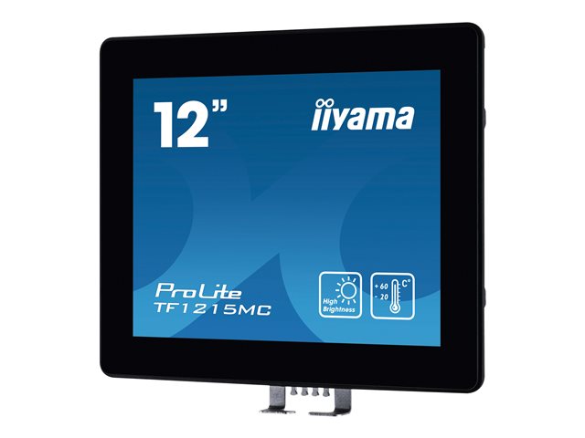 iiyama ProLite TF1215MC-B1 - LED monitor - 12.1\" - open frame - touchscreen - 1024 x 768 - IPS - 540 cd/m² - 1000:1 - 25 ms - HDMI, VGA, DisplayPort - black