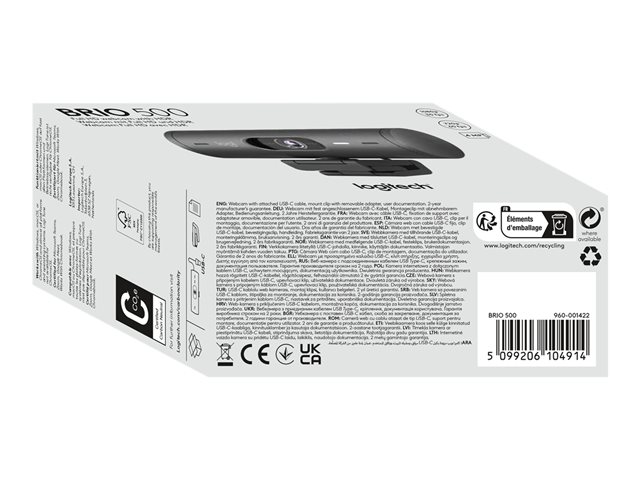 Logitech BRIO 500 - Webcam - colour - 1920 x 1080 - 1080p, 720p - audio - USB-C