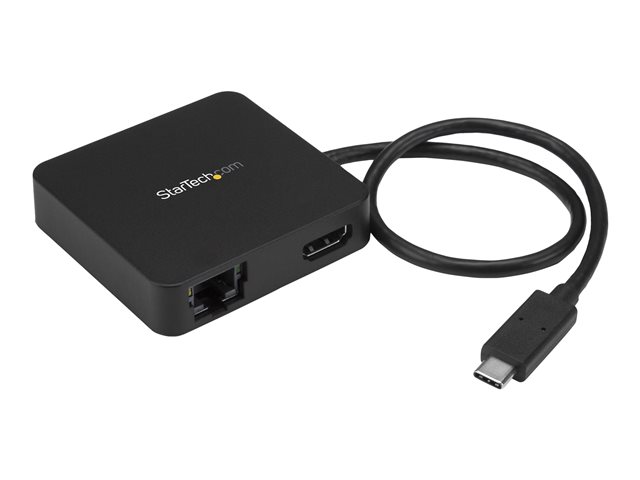 StarTech.com USB C Multiport Adapter, Portable USB-C Mini Dock 4K HDMI Video, Gigabit Ethernet, USB 3.0 Hub (1x USB-A 1x USB-C), USB Type-C Multiport Adapter, Thunderbolt 3 Compatible - USB-C Travel Dock (DKT30CHD) - Docking station - USB-C / Thunderbolt 3 - HDMI - 1GbE - TAA Compliant