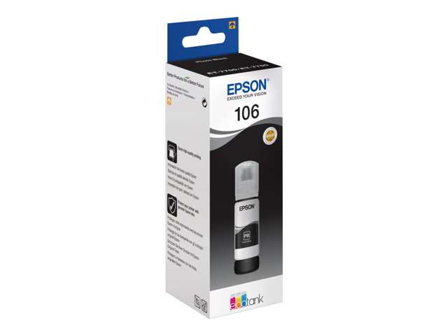 Epson 106 - 70 ml - photo black - original - black - ink tank - for EcoTank ET-7700, ET-7750, L7160, L7180, Expression Premium ET-7700, ET-7750