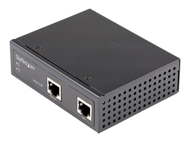 StarTech.com Industrial Gigabit Ethernet PoE Injector, 30W 802.3at PoE+ Midspan 48V-56VDC DIN Rail Power Over Ethernet Injector Adapter, -40C to +75C Cameras/Sensors/WiFi Access, 30W PoE - Midspan PoE Injector (POEINJ30W) - PoE injector - 30 Watt - output connectors: 2 - black