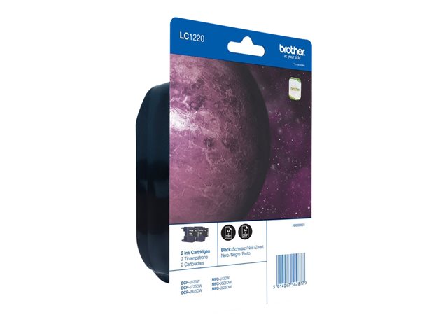 Brother LC1220BKBP2 - 2-pack - black - original - blister - ink cartridge - for Brother DCP-J525, DCP-J725, DCP-J925, MFC-J430, MFC-J625, MFC-J825, MyMio MFC-J825