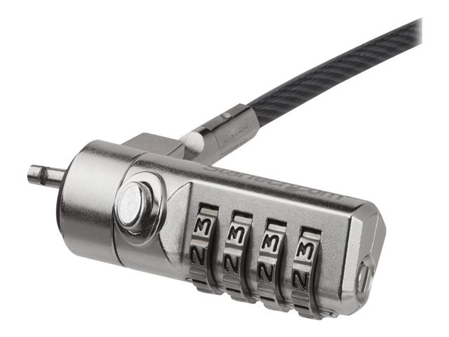StarTech.com 6.5ft (2m) Laptop Cable Lock, 4 Digit Combination Laptop/Desktop Security Cable Lock for K-Slot Devices/Computers/Monitors, Portable Anti-Theft Vinyl Coated Steel Cable Lock - K Slot Laptop Lock (LTLOCK4D) - Security cable lock - 2 m