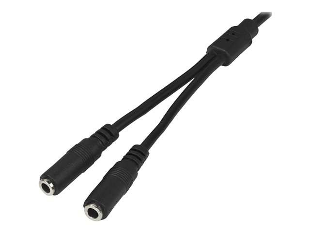 StarTech.com 3.5mm Audio Extension Cable - Slim Audio Splitter Y Cable and Headphone Extender - Male to 2x Female AUX Cable (MUY1MFFS) - Audio splitter - mini-phone stereo 3.5 mm male to mini-phone stereo 3.5 mm female - 20 cm - black - for P/N: MU15MMS, MU6MMS