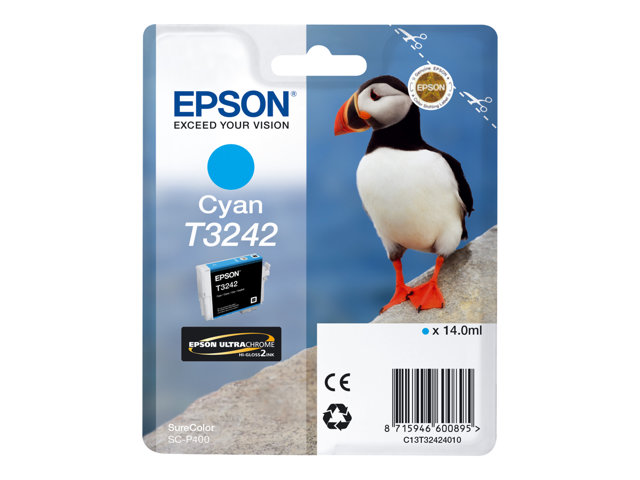 Epson T3242 - 14 ml - cyan - original - ink cartridge - for SureColor P400, SC-P400