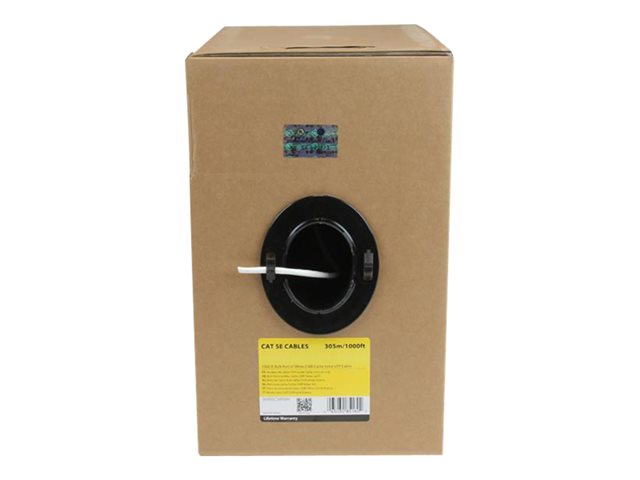 StarTech.com 1000 ft Bulk Roll of White CMR Cat5e Solid UTP Riser Cable - Cat 5e Riser Cable - Cat.5e CMR Ethernet Cable - 24 AWG - White (WIR5ECMRWH) - Bulk cable - 304.9 m - UTP - CAT 5e - riser, solid - white