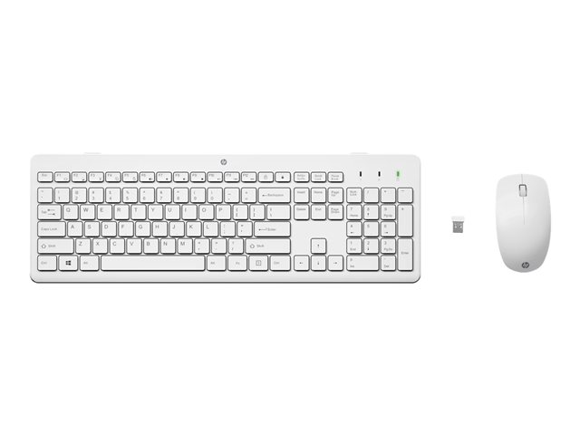 HP 230 - Keyboard and mouse set - wireless - 2.4 GHz - AZERTY - Belgium - white - for HP 24, Laptop 14, 14s, 15, 15s, 17, Pavilion 24, 27, Pavilion Laptop 13, 14, 15