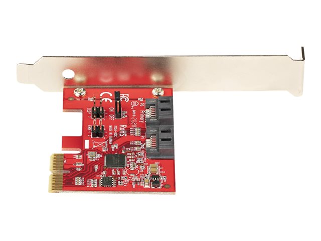 StarTech.com SATA PCIe Card, 2 Port PCIe SATA Expansion card, 6Gbps SATA Card, Full/Low Profile, PCI Express to SATA Adapter, ASM1062R SATA RAID Controller Card - PCIe to SATA Converter - Storage controller - SATA 6Gb/s - low profile - RAID RAID 0, 1, JBOD - PCIe 2.0 x2 - red