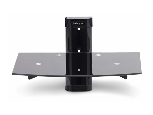 StarTech.com Floating Wall-Mounted AV Shelf, Adjustable Height Shelf For Under TV, Organize A/V Equipment On Black Tempered Glass Shelf - Shelf - for audio/video components - aluminium, steel, plastic - black - wall-mountable