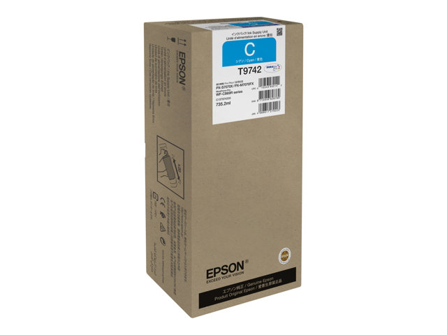 Epson T9742 - 735.2 ml - XXL size - cyan - original - ink cartridge - for WorkForce Pro WF-C869R, WF-C869RD3TWFC, WF-C869RDTWF, WF-C869RDTWFC