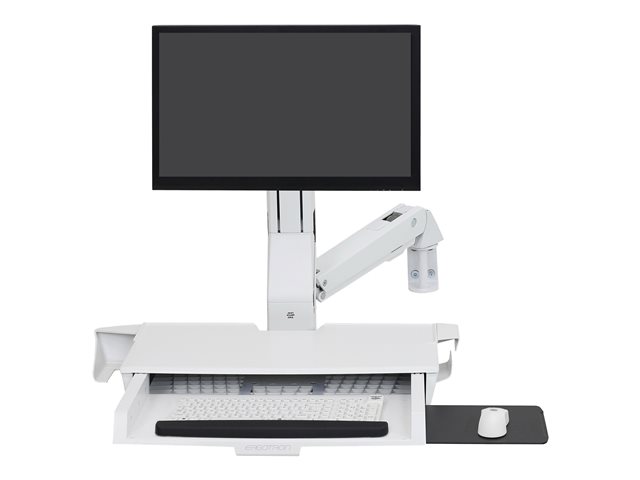 Ergotron StyleView Sit-Stand Combo Arm - Mounting kit (wrist rest, wall mount bracket, display mount, track mount bracket kit, slide-out mouse tray, combo arm, work surface with keyboard tray, scanner and mouse holder) - Constant Force Technology - for LCD display / PC equipment - medical - aluminium, high-grade plastic - white - screen size: up to 24\"