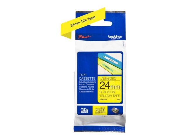 Brother TZe-651 - Self-adhesive - black on yellow - Roll (2.4 cm x 8 m) 1 cassette(s) laminated tape - for P-Touch PT-1400, 1600, 1650, 2400, 2430, 2600, 2610, 2700, 2710, 3600, 550, 9600, P900