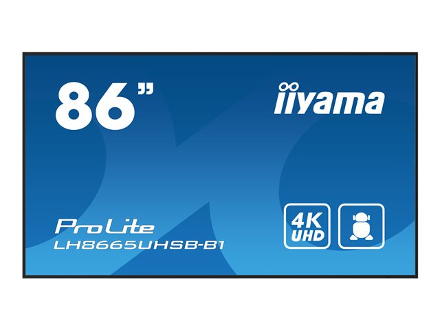iiyama ProLite LH8665UHSB-B1 - 86\" Diagonal Class LED-backlit LCD display - digital signage - Android - 4K UHD (2160p) 3840 x 2160 - black