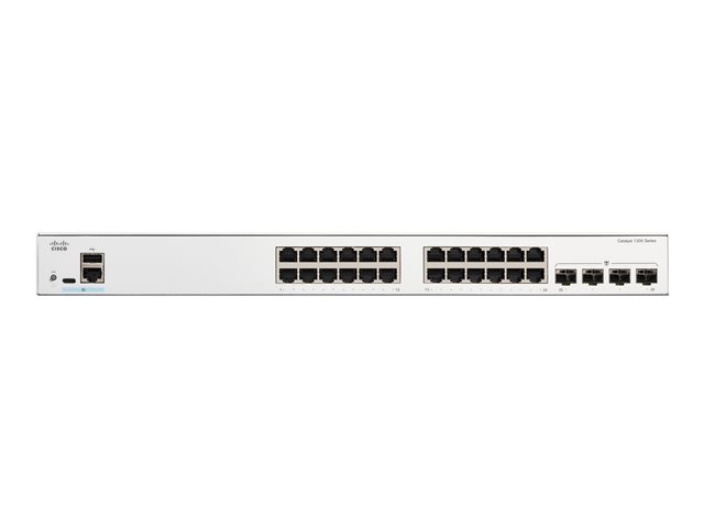 Cisco Catalyst 1200-24T-4G - Switch - L3 - smart - 24 x 10/100/1000 + 4 x Gigabit SFP - rack-mountable