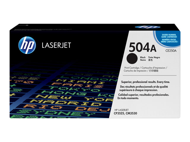HP 504A - Black - original - LaserJet - toner cartridge (CE250A) - for Color LaserJet CM3530, CM3530fs, CP3525, CP3525dn, CP3525n, CP3525x, CP3527, CP3529