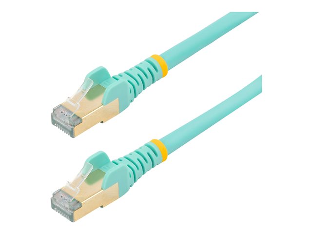 StarTech.com 7.5m CAT6A Ethernet Cable, 10 Gigabit Shielded Snagless RJ45 100W PoE Patch Cord, CAT 6A 10GbE STP Network Cable w/Strain Relief, Aqua, Fluke Tested/UL Certified Wiring/TIA - Category 6A - 26AWG (6ASPAT750CMAQ) - Patch cable - RJ-45 (M) to RJ-45 (M) - 7.5 m - STP - CAT 6a - snagless, molded - aqua