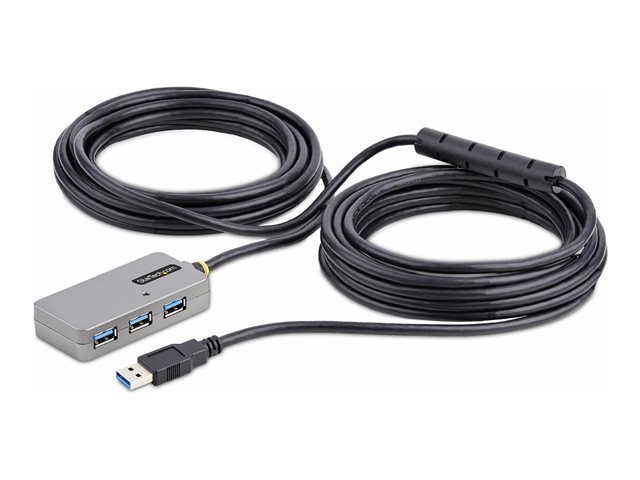 StarTech.com USB Extender Hub, 10m USB 3.0 Extension Cable with 4-Port USB Hub, Active/Bus Powered USB Repeater Cable, Optional 20W Power Supply Included - USB-A Hub w/ ESD Protection (U01043-USB-EXTENDER) - Hub - 4 x USB 3.2 Gen 1 - desktop