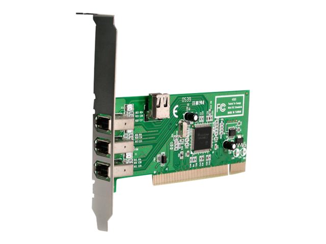 StarTech.com 4 port PCI 1394a FireWire Adapter Card - 3 External 1 Internal FireWire PCI Card for Laptops (PCI1394MP) - FireWire adapter - PCI - Firewire - 3 ports