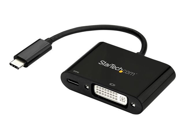 StarTech.com USB C to DVI Adapter with Power Delivery, 1080p USB Type-C to DVI-D Single Link Video Display Converter with Charging, 60W PD Pass-Through, Thunderbolt 3 Compatible, Black - USB-C Display Adapter (CDP2DVIUCP) - External video adapter - Parade PS171 - USB-C - DVI - black