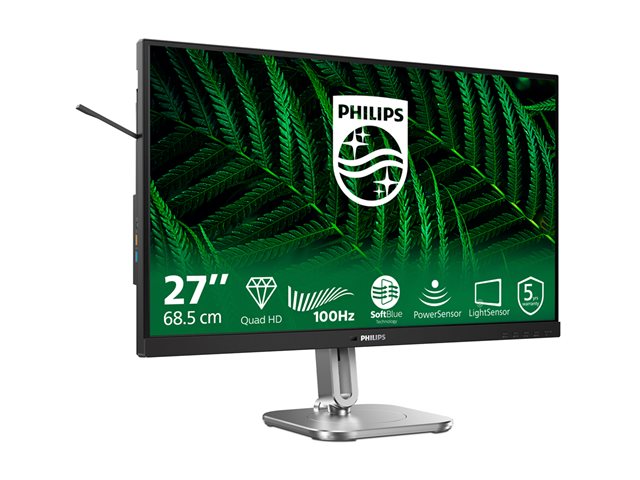 Philips 27B2G5500 - LED monitor - 27\" - 2560 x 1440 QHD @ 100 Hz - IPS - 1500:1 - speakers - silver, charcoal