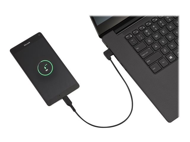 Kensington Charge & Sync USB-C Cable (5-pack) - USB cable - USB (M) angled to 24 pin USB-C (M) straight - USB 2.0 - 20 V - 3 A - 32.7 cm - black (pack of 5)