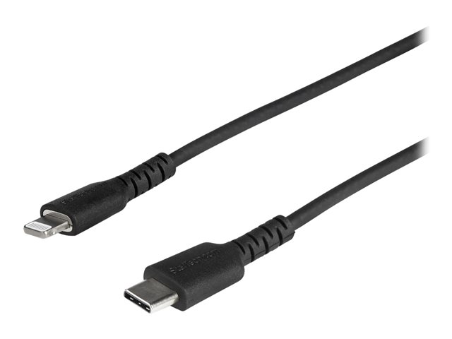 StarTech.com 3 ft(1m) Durable Black USB-C to Lightning Cable, Heavy Duty Rugged Aramid Fiber USB Type C to Lightning Charger/Sync Power Cord, Apple MFi Certified iPad/iPhone 12 Pro Max - iPhone 7/8/11/11 Pro - Lightning cable - Lightning male to 24 pin USB-C male - 1 m - black