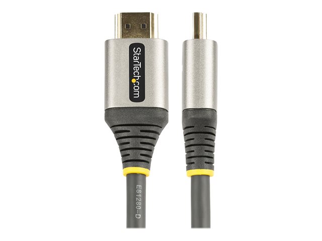 StarTech.com 3ft (1m) Premium Certified HDMI 2.0 Cable with Ethernet, High Speed Ultra HD 4K 60Hz HDMI Cable HDR10, ARC, HDMI Cord For Ultra HD Monitors, TVs, Displays, w/ TPE Jacket - Durable HDMI Video Cable (HDMMV1M) - Premium High Speed - HDMI cable with Ethernet - HDMI male to HDMI male - 1 m - shielded - grey, black - passive, 4K60Hz (3840 x 2160) support