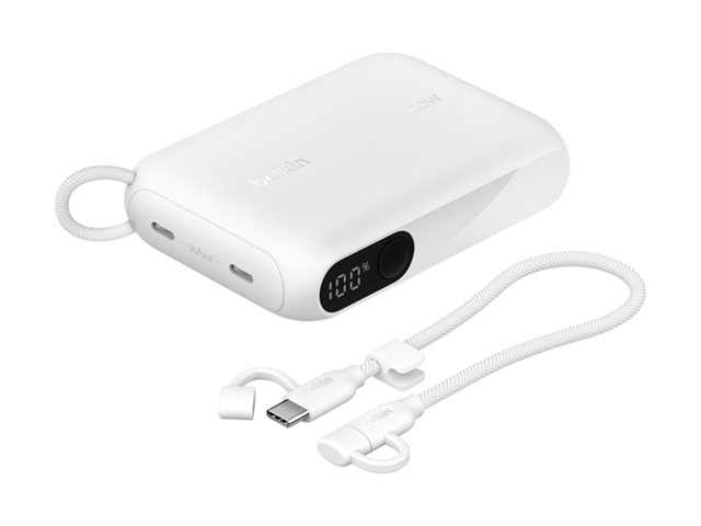 10k PD20W Power Bank with Display, White