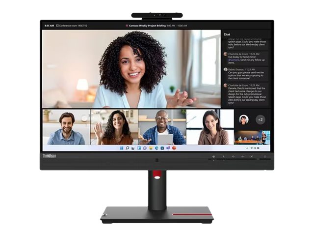 Lenovo ThinkVision T24mv-30 - LED monitor - 24\" (23.8\" viewable) - 1920 x 1080 Full HD (1080p) - IPS - 250 cd/m² - 1000:1 - 4 ms - HDMI, DisplayPort, USB-C - speakers - raven black - Campus