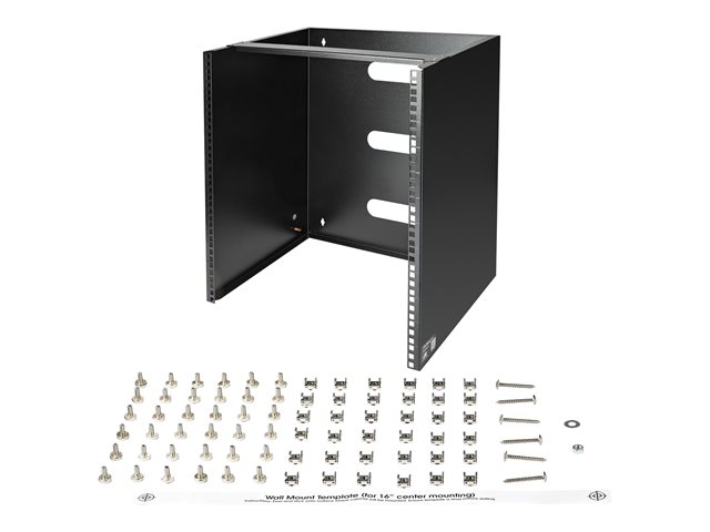 StarTech.com Wall Mount Patch Panel Rack - 15U Wall Mount Rack - 2 Post Open Frame Rack - Wall Mount Network Patch Panel (WALLMNT12) - Wall mount bracket - black - 12U