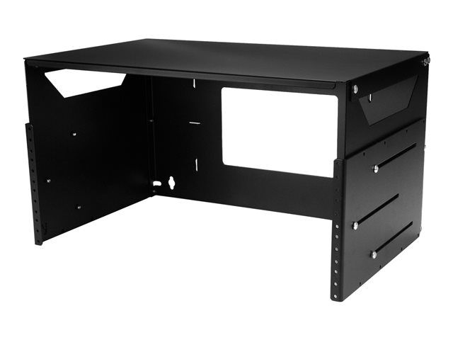 StarTech.com 4U Open Frame Wall Mount Network Rack w/ Built in Shelf - 2-Post Adjustable Depth (12\" to 18\") Equipment Rack - 75.2lbs (WALLSHELF4U) - Rack (wall mount) - black - 4U - 19\" - for P/N: CABSCRWS1032