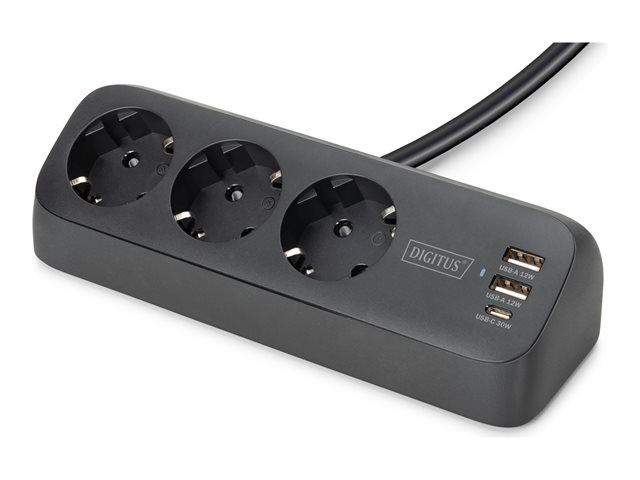 3-Way Socket Cube w 3 USB Ports 1.4 m po