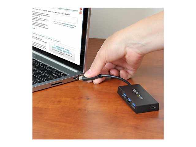 StarTech.com 4-Port USB 3.0 Hub - Powered USB 3.1 Gen 1 Hub - USB-C to 1x USB-C and 3x USB-A Adapter - USB-C Port Expander (HB30C3A1CFB) - Hub - 4 x SuperSpeed USB 3.0 - desktop - for P/N: CFASTRWU3C, SDMSDRWU3AC, TB3DK2DPPD, TB3DK2DPPDUE, TB3DKDPMAW, TB3DKDPMAWUE